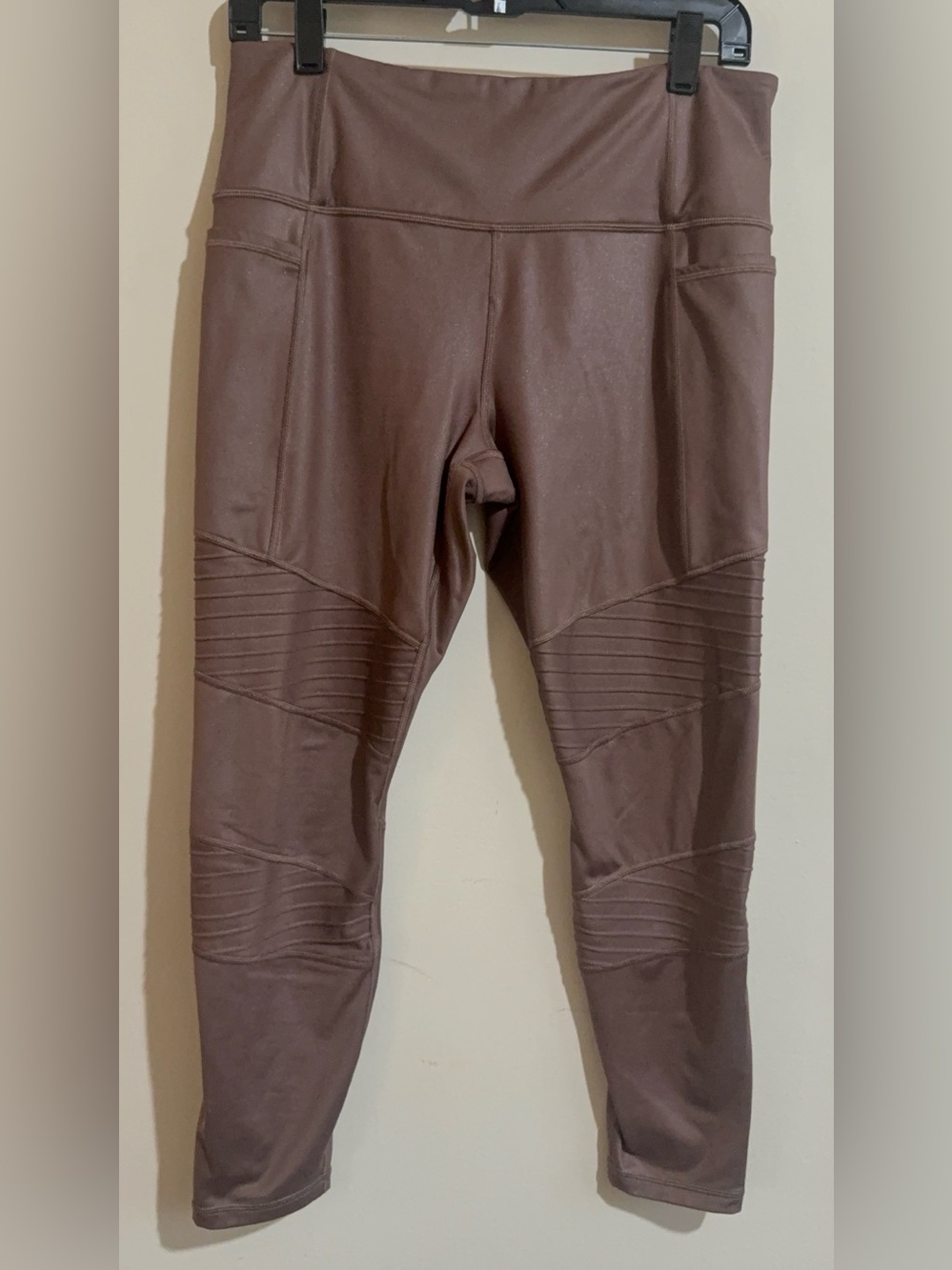 Athleta Faux Leather Moto Leggings in Brown